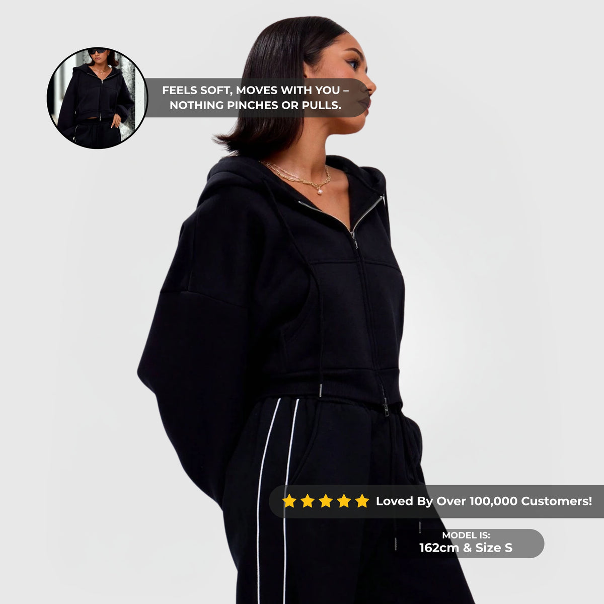 Comfort™ Zip Huppari – Musta