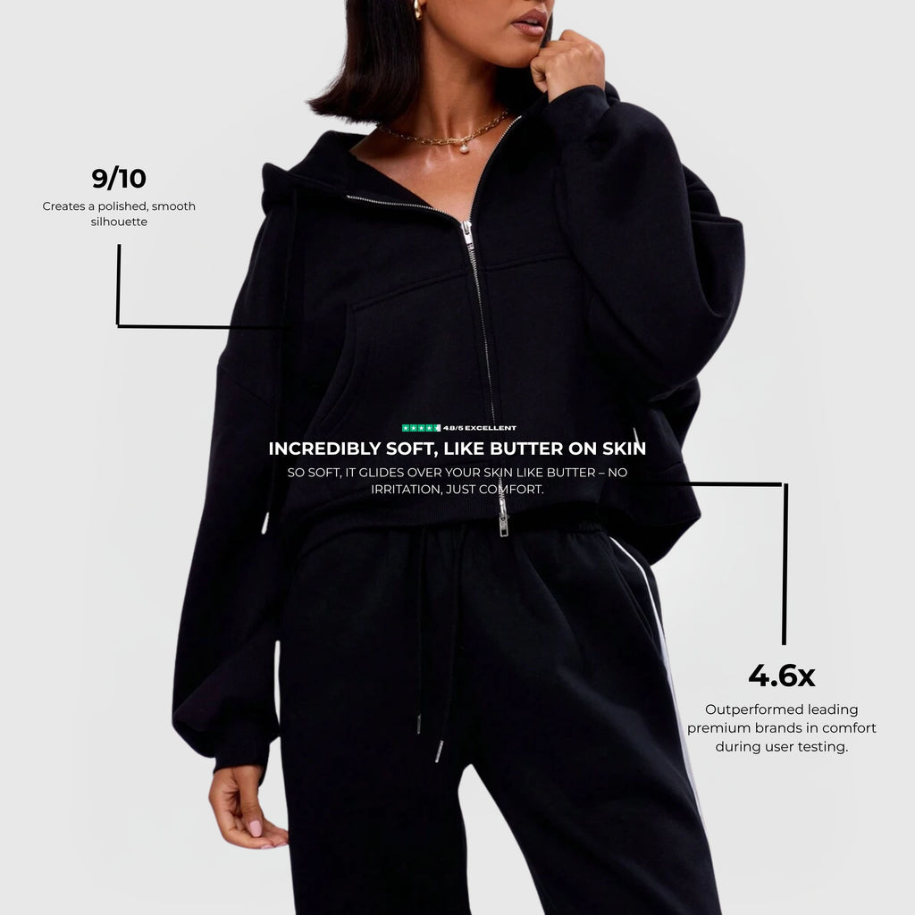 Comfort™ Zip Huppari – Musta