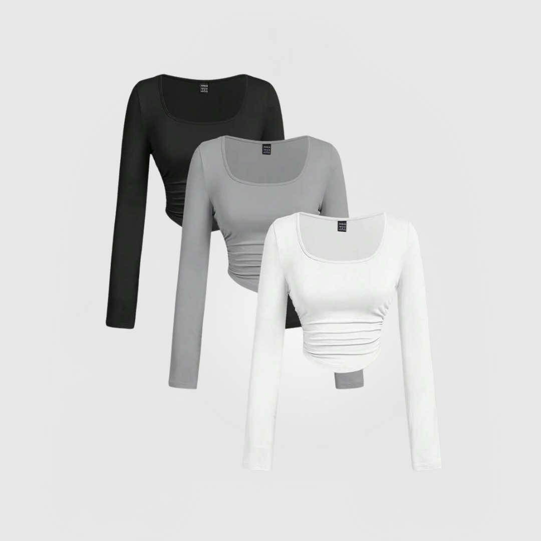 Everyday™ Pitkähihainen 3-Pack · Musta, Harmaa & Valkoinen