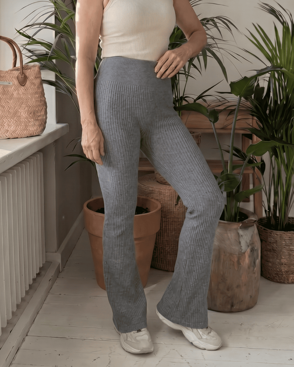 Ribbed™ Flare Housut – Harmaat