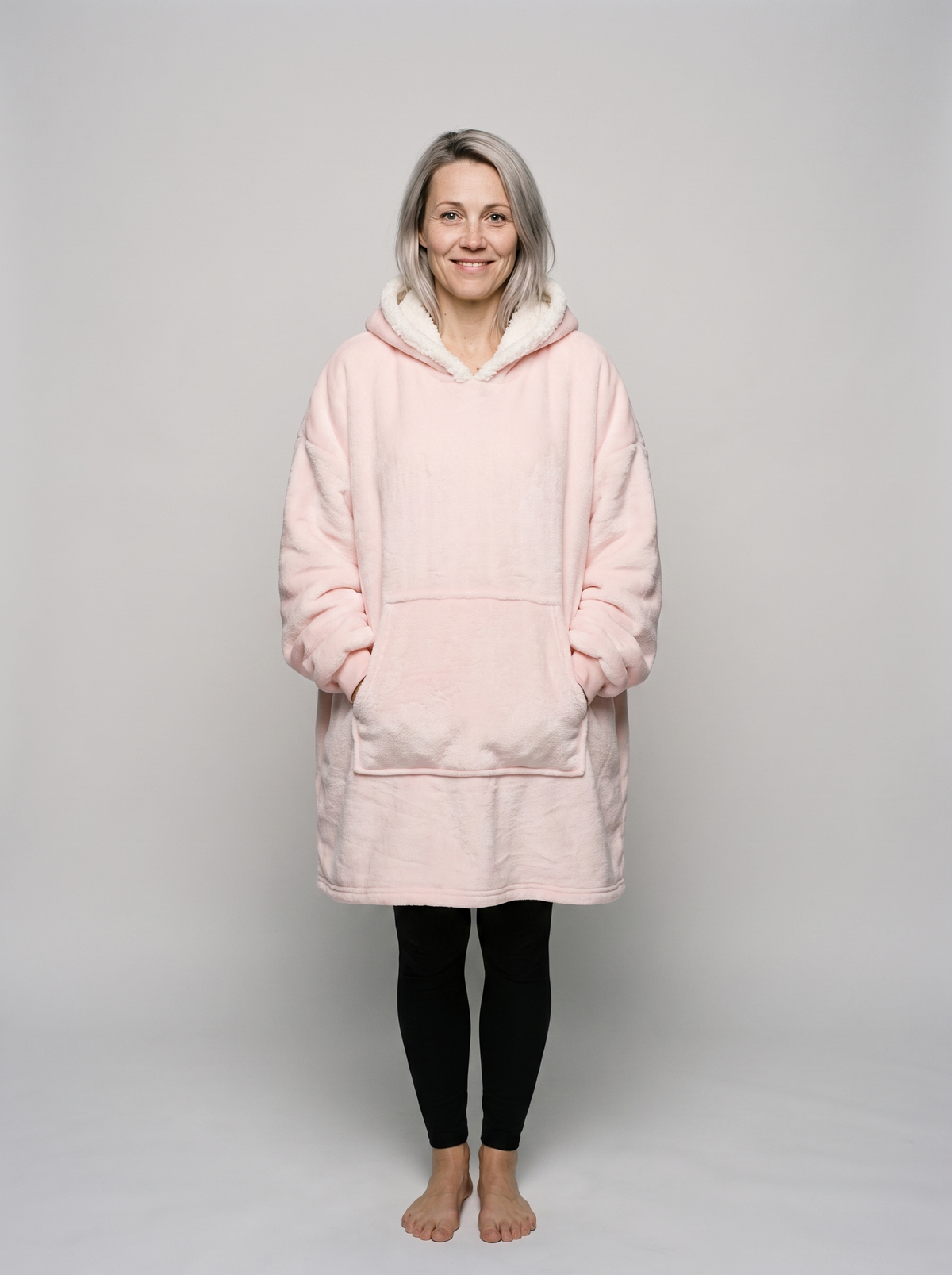 Vaaleanpunainen vilttihuppari