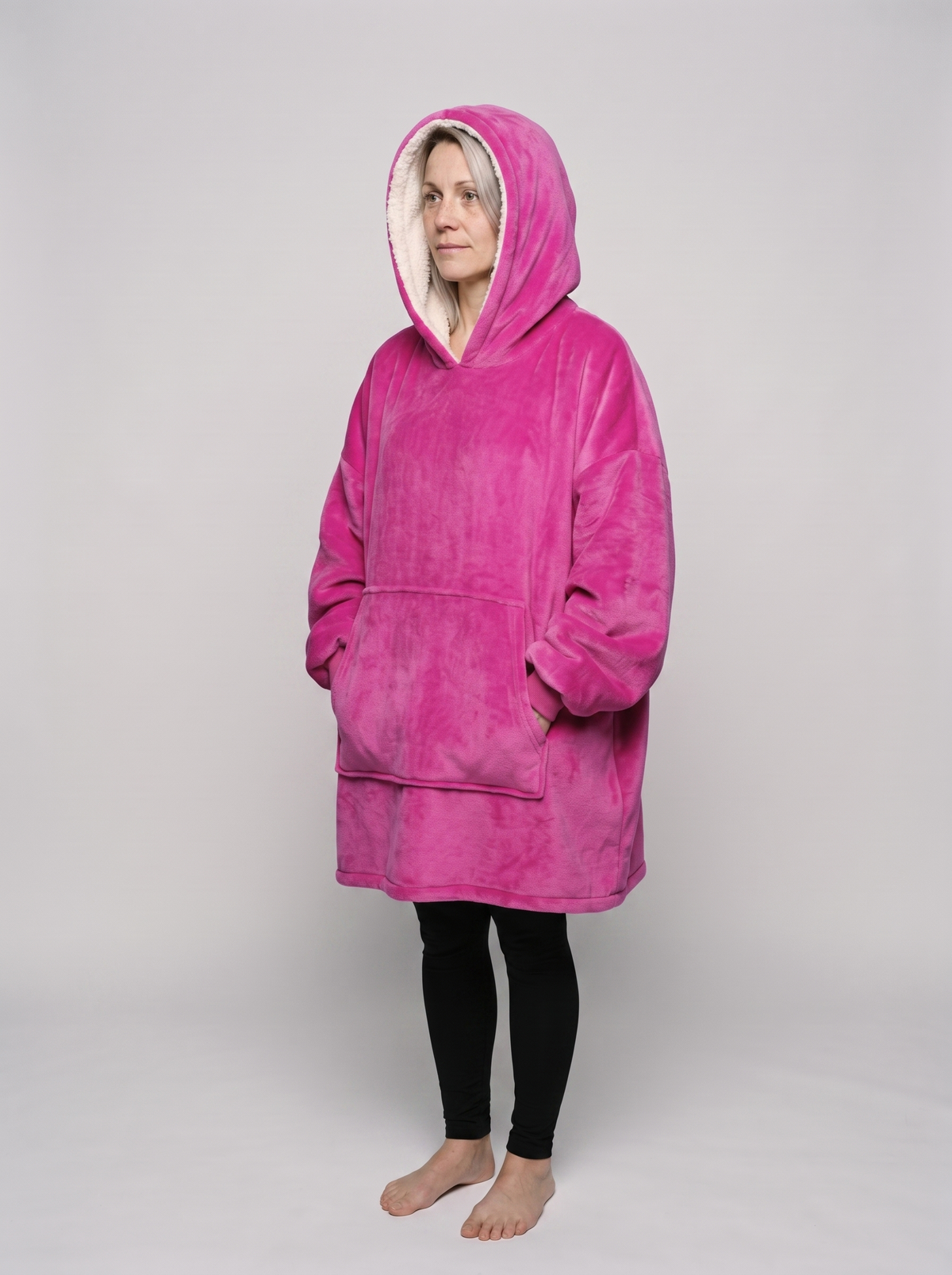 Pinkki vilttihuppari